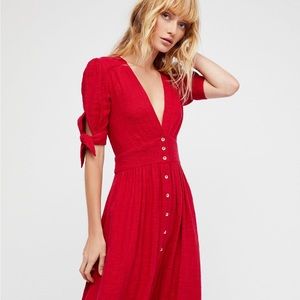 NWT Red Free People Love of my Life midi dress in L